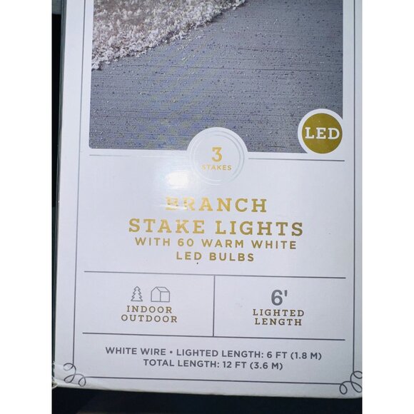 Branch Stake Lights With 60 Warm White LED Bulbs Indoor/Outdoor 6 Lighted Length - Picture 2 of 3